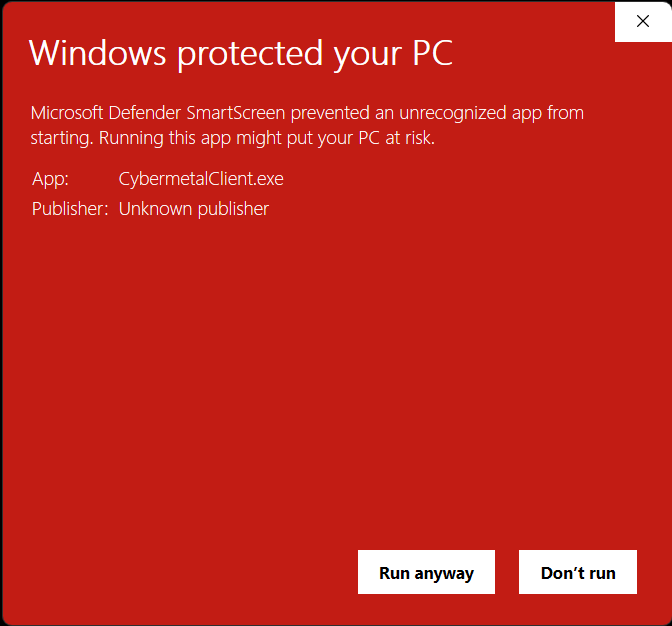Komunikat Windows protected your PC z przyciskiem Run anyway